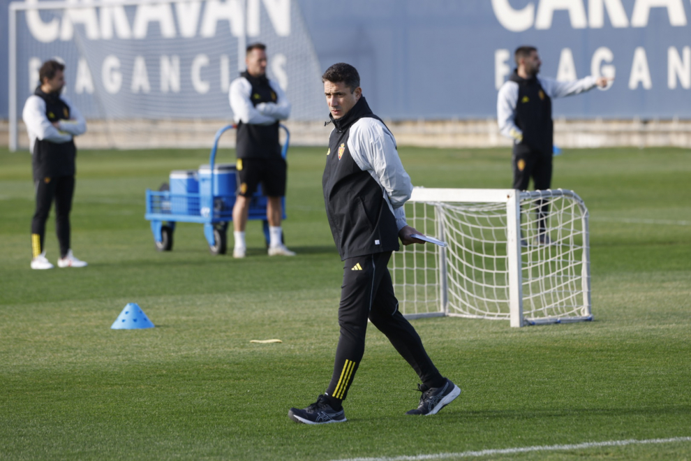 Fotos de Julio Velázquez en su primer entrenamiento con el Real Zaragoza