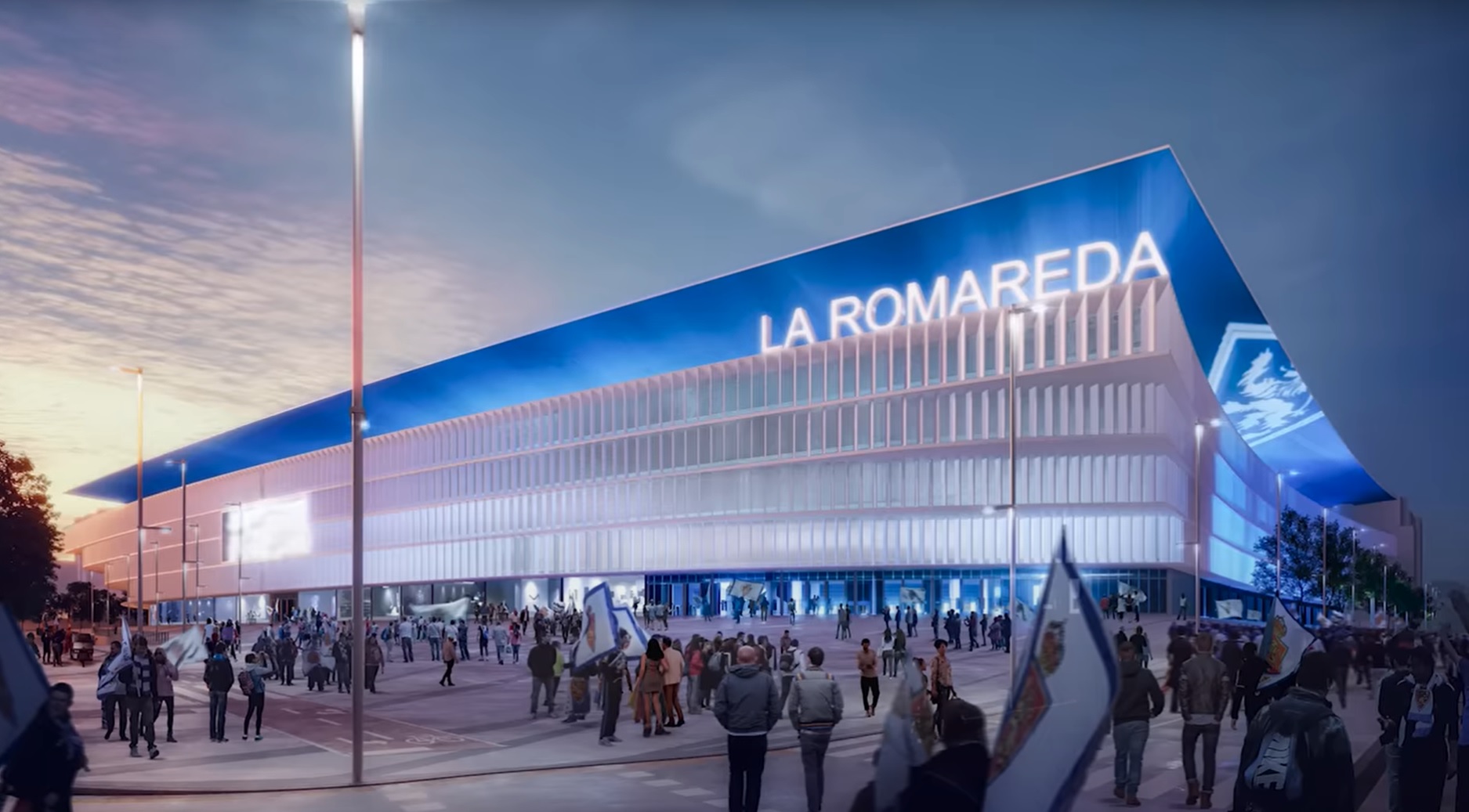 Así será la nueva Romareda de Zaragoza azul blanca y modelada por el