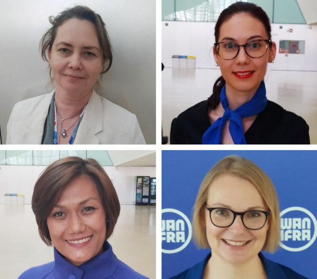 De izquierda a derecha y en el sentido de las agujas del reloj, Anna Koshman, Rocío Inglés, Christine Henger y Thandar Htay.