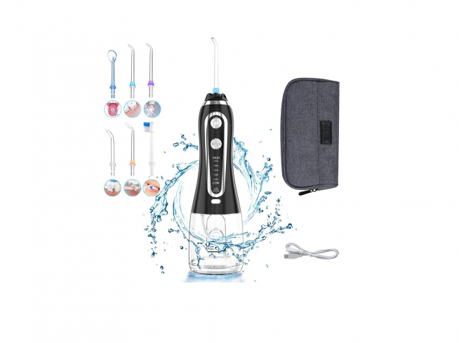 Este irrigador tiene cinco niveles de presión para ajustarse a la sensibilidad de tus dientes.