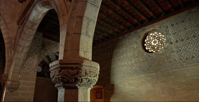 Interior de la iglesia de Santa Tecla en Cervera de la Cañada.
