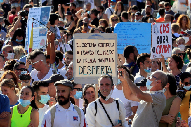 Manifestación contra el uso de mascarilla
