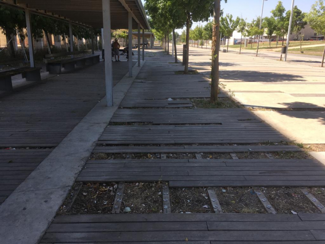El Corredor Verde con las tablas de madera antes de ser retiradas