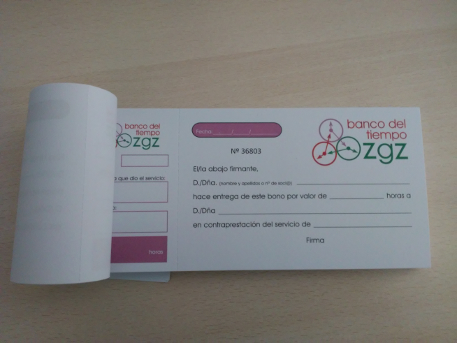Uno de los talonarios del Banco del Tiempo