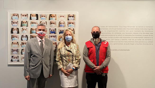 Presentación de la exposición 'Cruz Roja responde frente al coronavirus', en la sala 4º Espacio de la DPZ