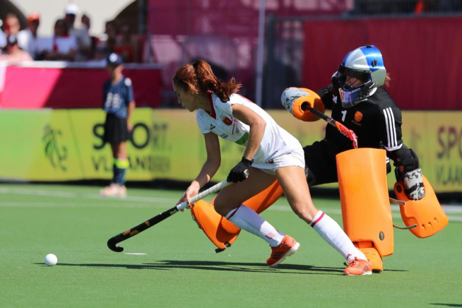 Begoña García, durante un encuentro con la selección española.