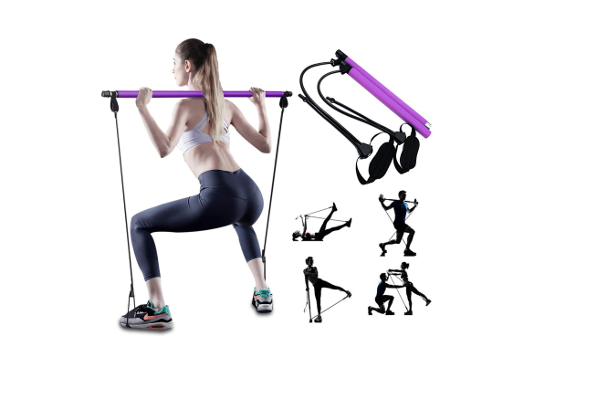 Barra Pilates -Material Gimnasio en casa - Bandas de Resistencia - Kit  Fitness en casa - Bandas elasticas musculacion 