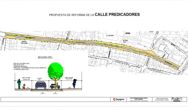 Plano de la nueva calle Predicadores a propuesta del Ayuntamiento