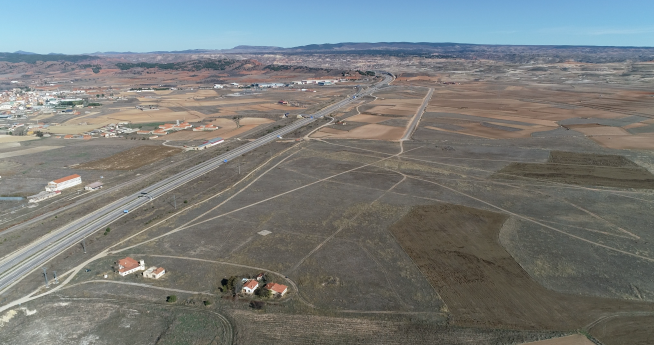 Vista aérea de los terrenos en los que se intalará el macromatadero de Tönnies