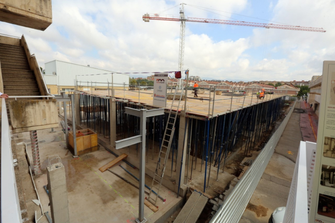 Obras del futuro edificio de Urgencias del Hospital San Jorge de Huesca.
