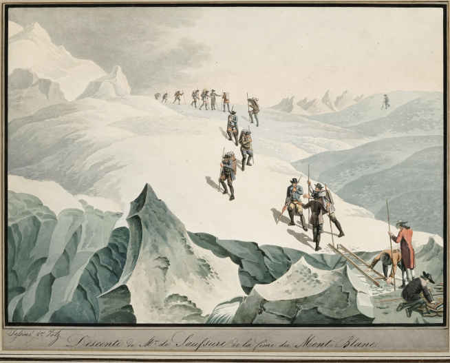 Saussure desciende del Mont Blanc