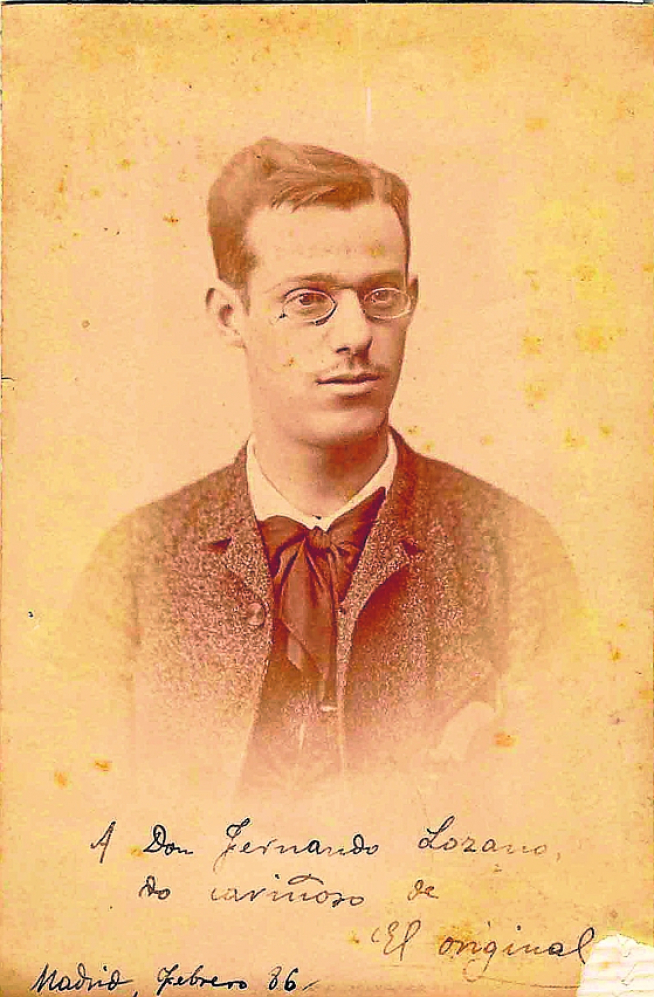 Retrato de Odón de Buen, firmado y dedicado a su profesor y futuro suegro.