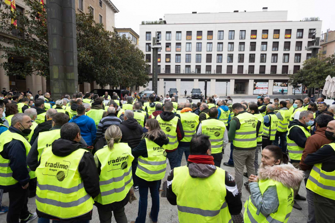 Protesta de transportistas en Zaragoza