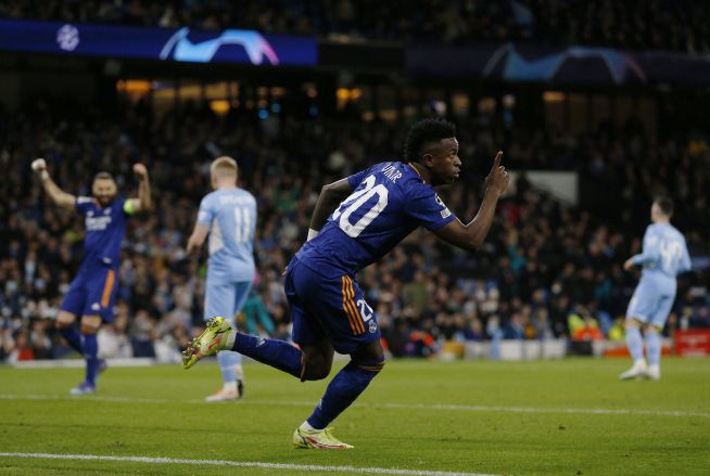 Vinicius celebra el segundo gol ante el Manchester City.