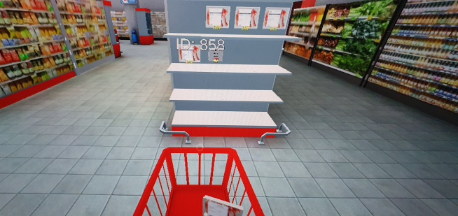 A través de sus gafas Oculus, el consumidor decide qué comprar en un supermercado virtual.