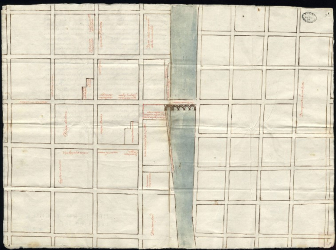 Primer plano de la ciudad de Lima (1611) de Joan de Belveder.