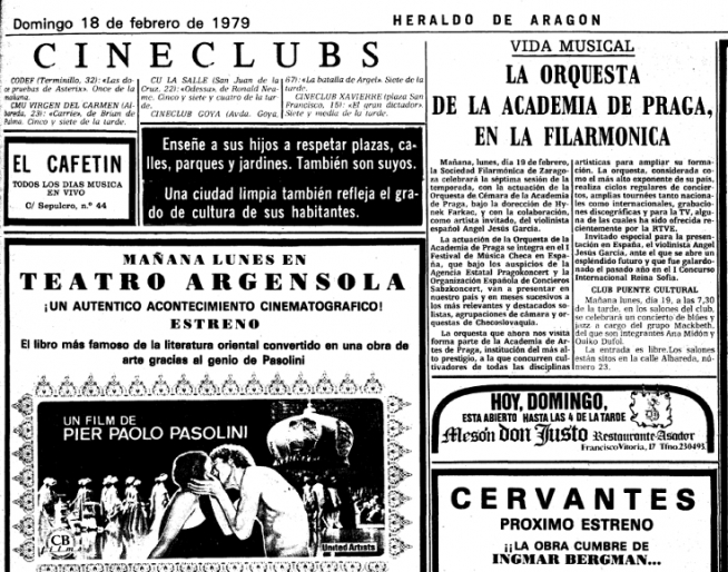Anuncio del Cafetín (arriba a la izquierda) en HERALDO. Año 1979.