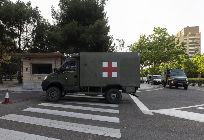 Llegada de heridos de Ucrania al Hospital Militar de Zaragoza.