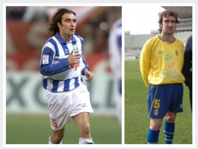 Carcedo como jugador, en su etapa en el Leganés y en Las Palmas.