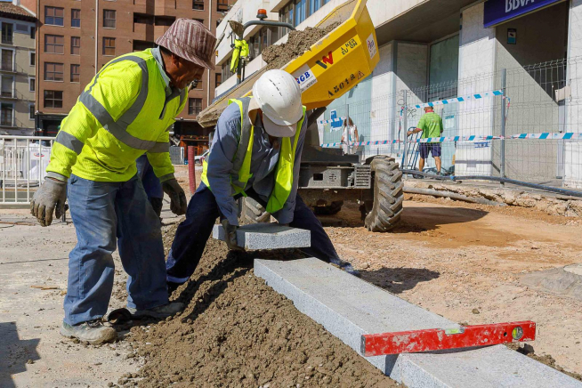 Obras en la plaza Salamero de Zaragoza