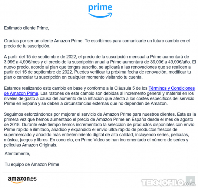 Carta de Amazon a sus clientes
