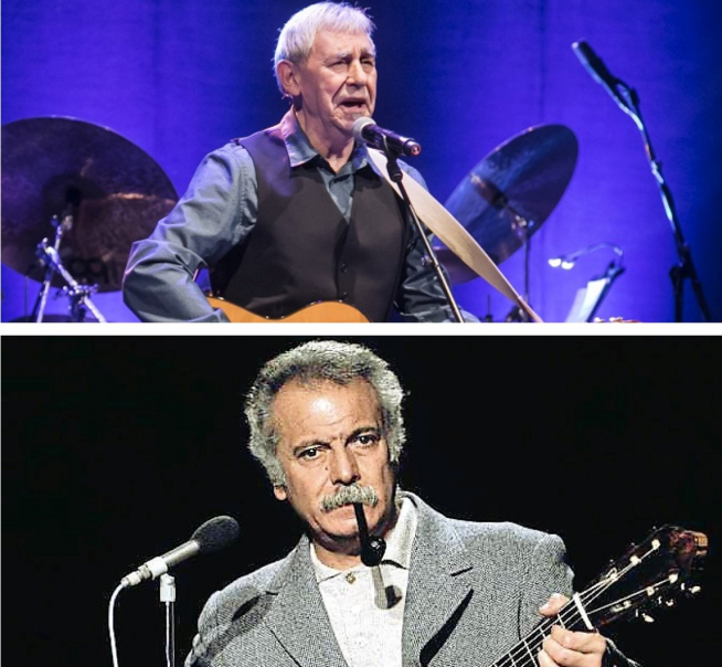 Arriba, Joaquín Carbonell. Abajo, su admirado Georges Brassens.