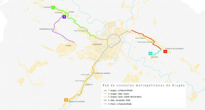 Mapa de la red de ciclovías metropolitanas.