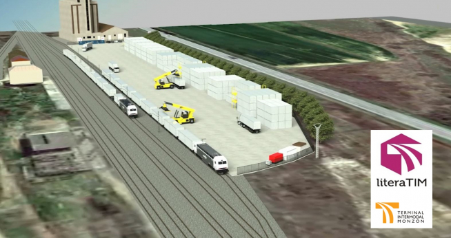 Recreación virtual de la futura terminal intermodal de mercancías Litera TIM de Tamarite.