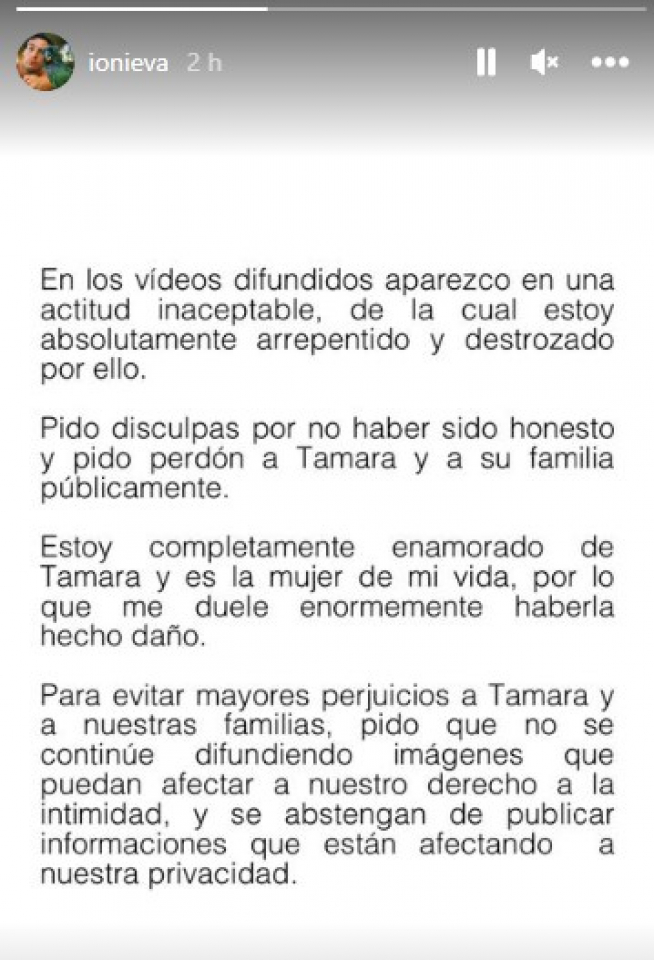 Mensaje de Íñigo Onieva.
