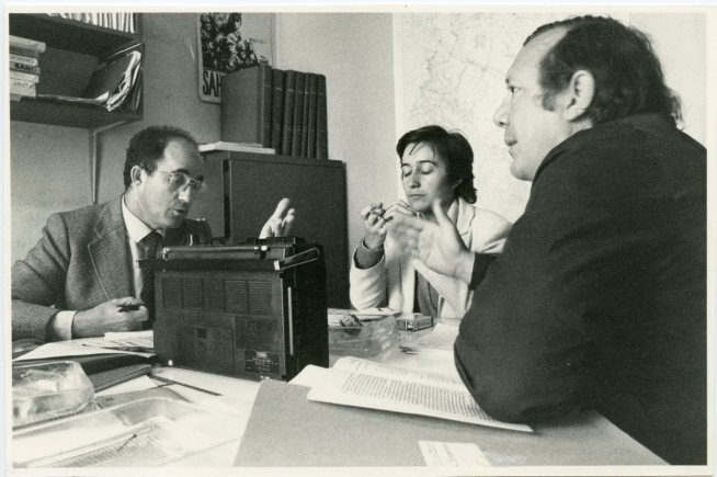 Entrevista de Lola Campos a Hipólito Gómez de las Roces y Santiago Marraco, en noviembre de 1981.