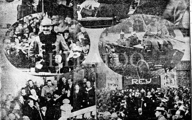 Varias imágenes de la fugaz visita de Alfonso XIII al Paraninfo en 1925.