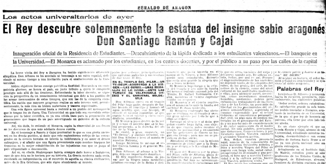 Titulares en HERALDO sobre la visita de Alfonso XIII en 1925.