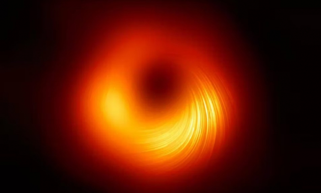Imagen del agujero negro supermasivo en M87 en luz polarizada.