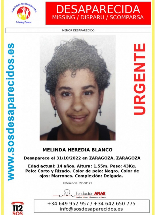 La menor desaparecida Melinda Heredia.