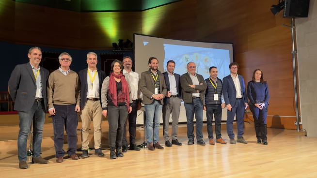 Organizadores y ponentes de la jornada celebrada en Monzón en el marco de la segunda edición de la Sembradora de Ideas.