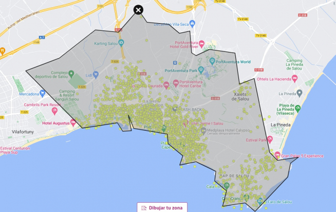 El mapa de las viviendas a la venta en la zona de Salou.
