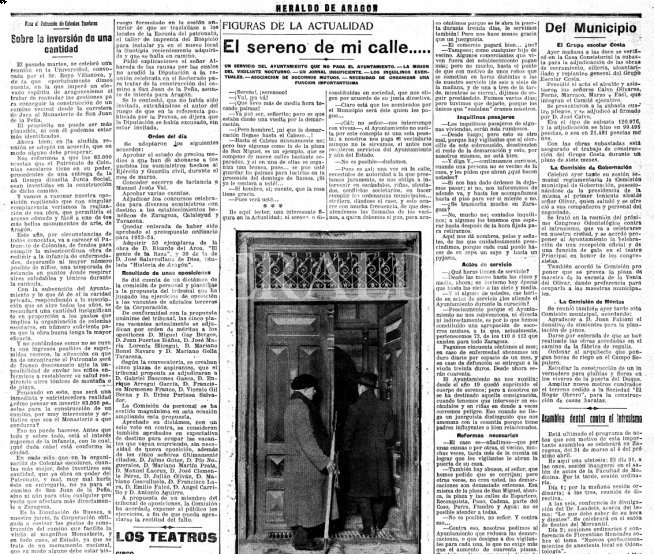 El reportaje que HERALDO dedicó a los serenos en marzo de 1923.