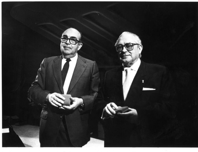Dos grandes amigos del barrio del Gancho, dos directores de la RAE: Lázaro Carreter y Manuel Alvar. Serán homenajeados por el Gobierno de Aragón.