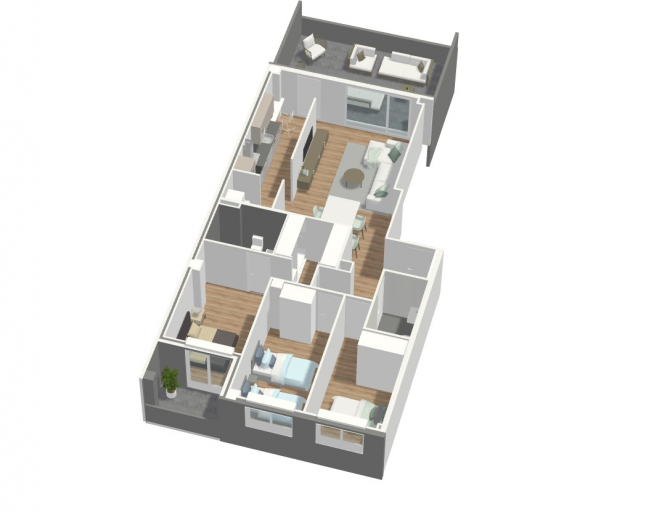 Maqueta de un bajo del Residencial Arquerías, en Arcosur.