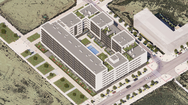 Un boceto del Residencial Arquerías, en Arcosur.