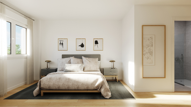 Una recreación de una habitación del Residencial Arquerías, en Arcosur.