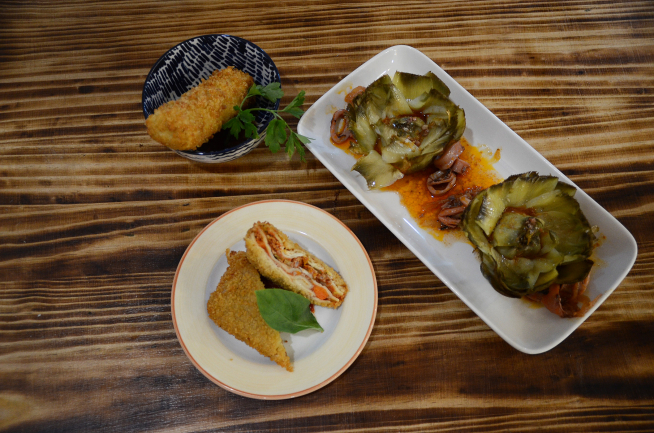 Supli, lasaña frita y flor de alcachofas, platos típicos del Figari.