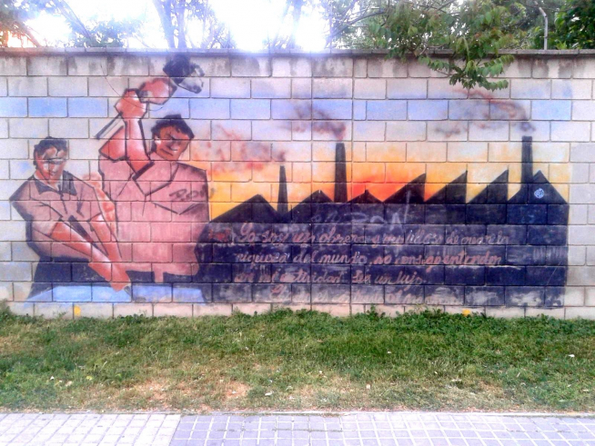Mural de La Jota que pretenden salvar los vecinos del barrio zaragozano porque es una de las pocas muestras de arte público
