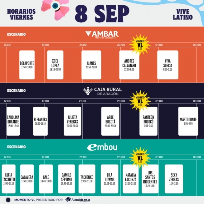 Calendario de conciertos de 8 de septiembre