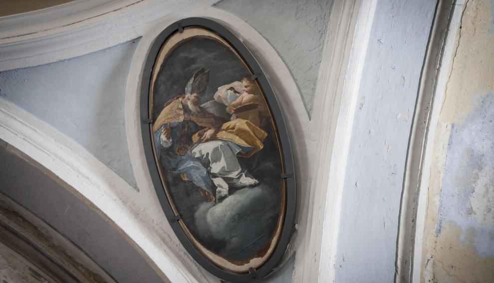 Pechinas pintadas por Goya en la iglesia de San Juan Bautista de Remolinos.