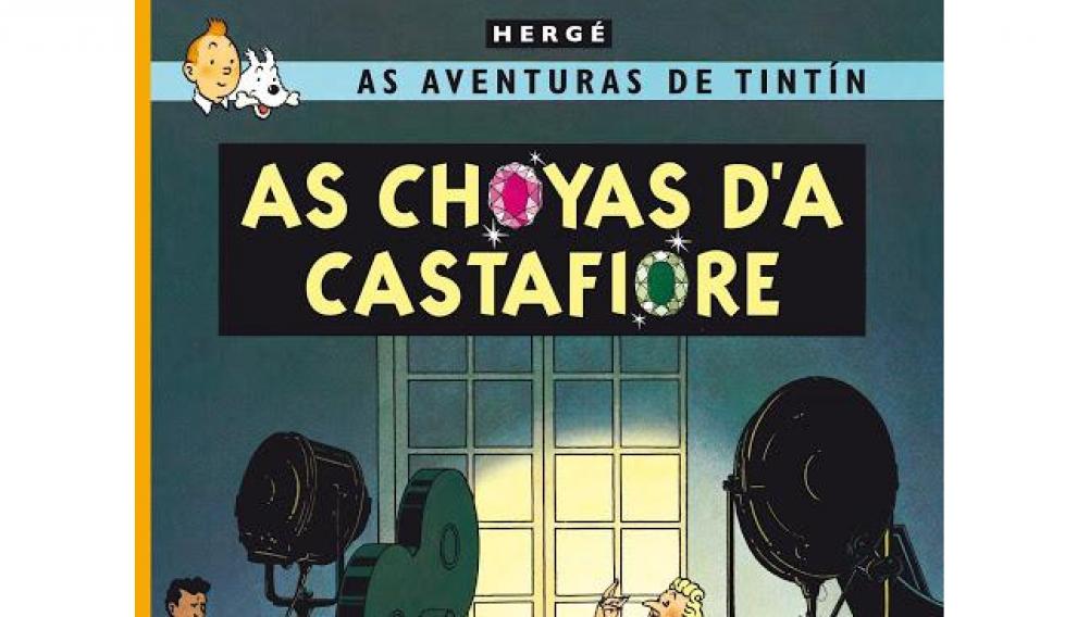 Portada del cómic 'As choyas d'a Castafiore', en aragonés.