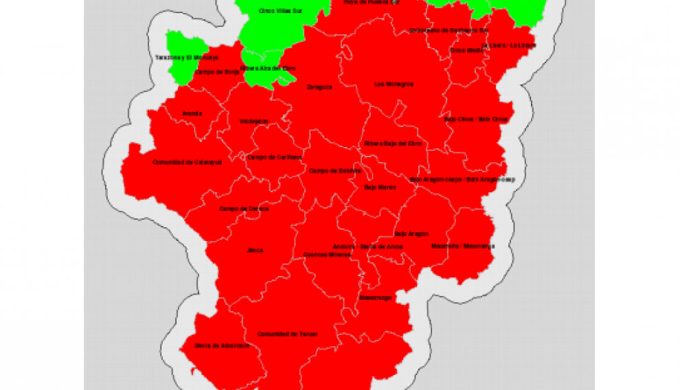Índice de riesgos de incendios en Aragón