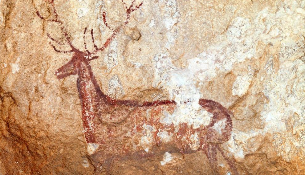 Ciervo de Chimiachas, representación de arte rupestre levantino, declarado Patrimonio de la Humanidad por la Unesco.
