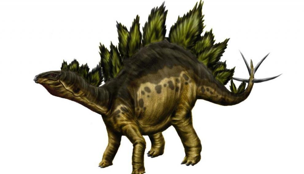 Recreación de un estegosaurus, cuyas huellas pueden verse en el yacimiento de El Castellar.