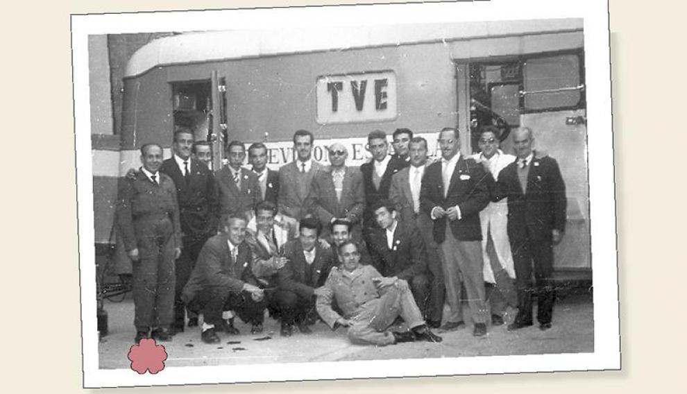Equipo de RTVE responsable de la retransmisión, en 1958.